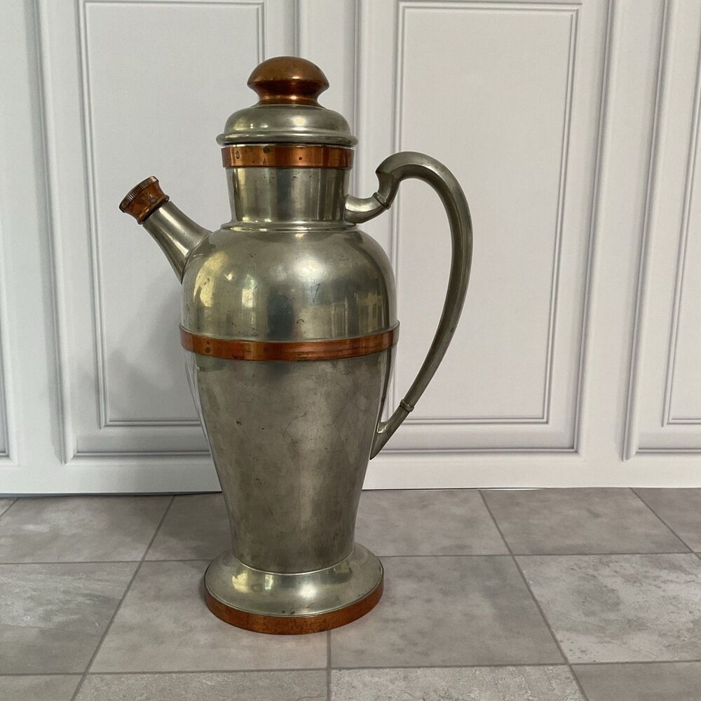 Cocktail Shaker,Pilgrim 2505,3 Pint,Pewter and Copper,